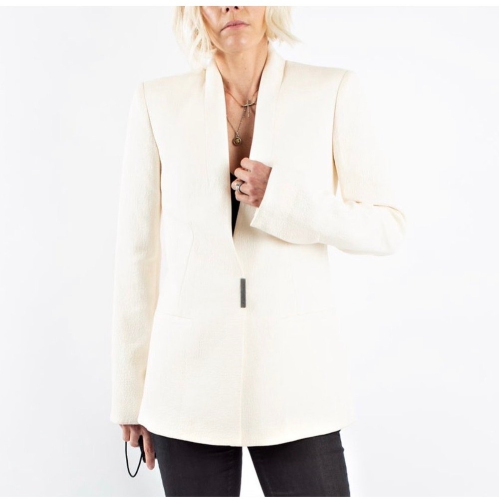 Helmut Lang Cream Blazer Minimalist Cotton Wool sz 4